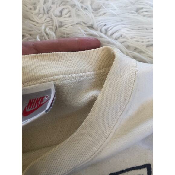 VTG Nike Air Swoosh Crew Neck Sweatshirt Size XL Made in USA Ivory RARE. E - Picture 10 of 12